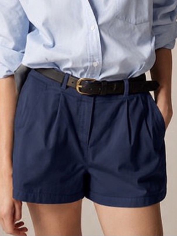 J.Crew Women Size 4 Navy Blue Casual Preppy 3” Pleated Heritage Chino Short Nwt